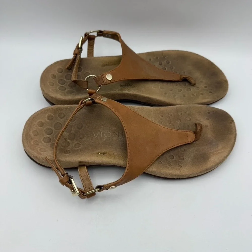 Vionic Kirra Sandals Thong Adjustable Buckle Comfort Brown‎ Womens Size 8